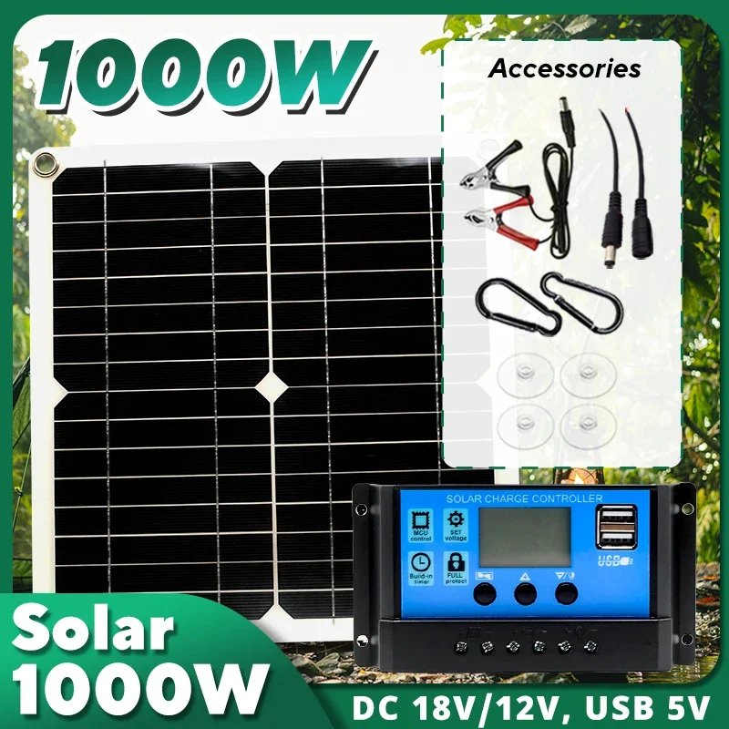 Solar Emergency Charger - Zestaw paneli słonecznych 1000W, regulator 12V